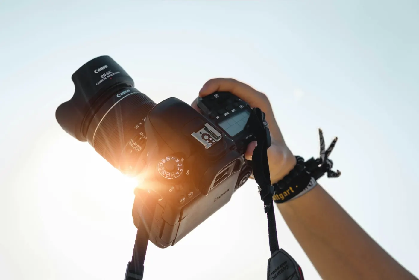 Camera raised during a portrait session