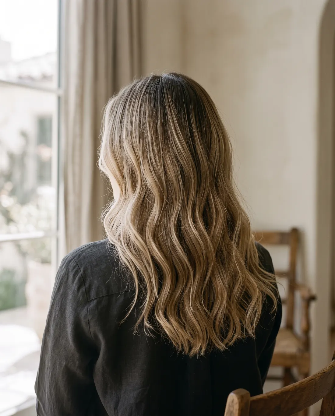 Lived-in balayage in window light