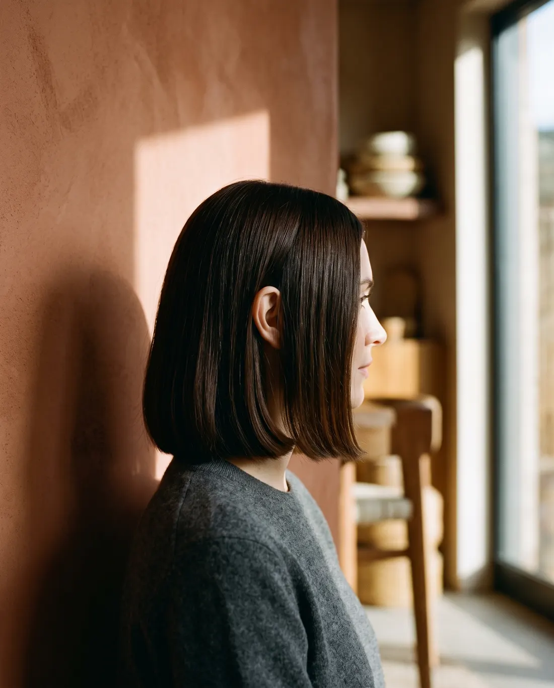 Blunt collarbone bob, espresso