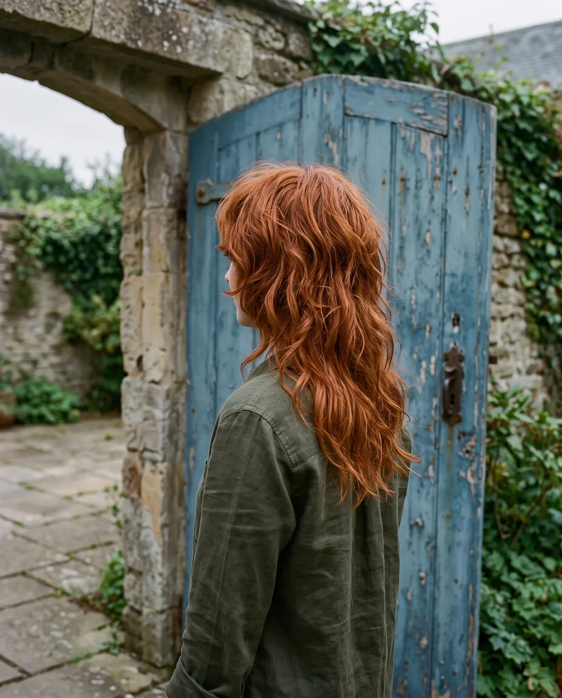 Copper shag with a curtain fringe