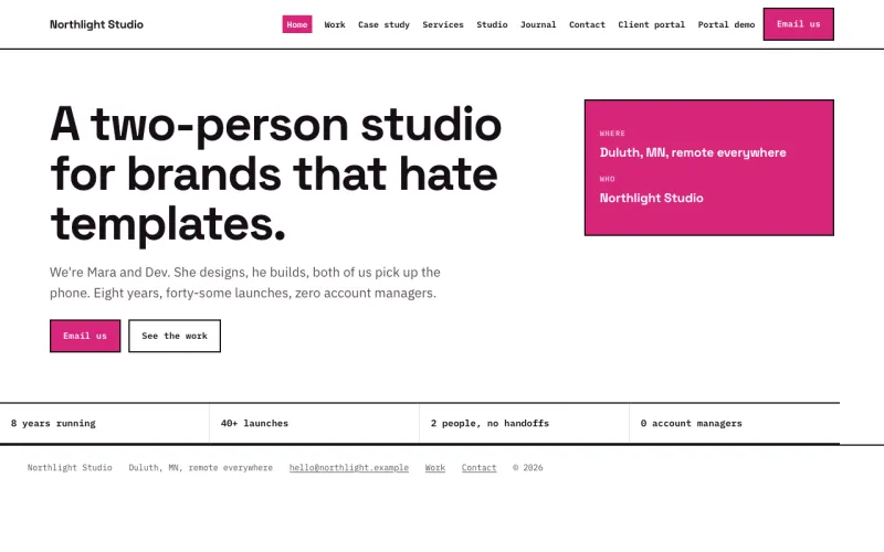 Agency & Studio in the Signal Magenta style