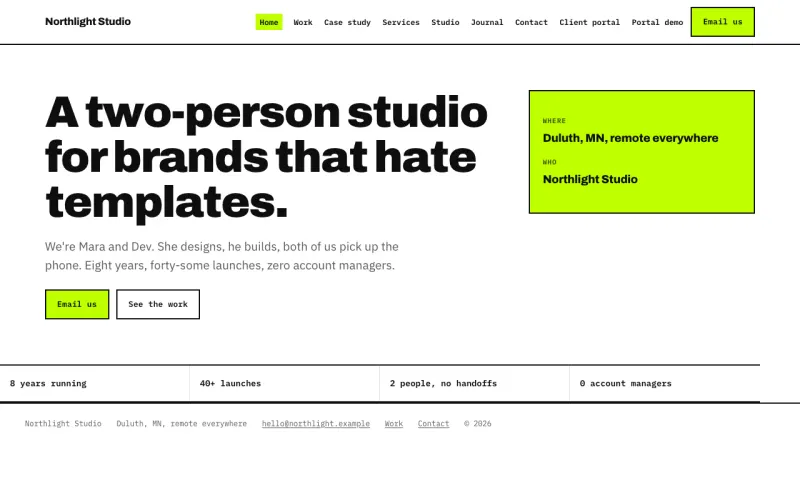 Sitio starter de Agencia y estudio, página de inicio