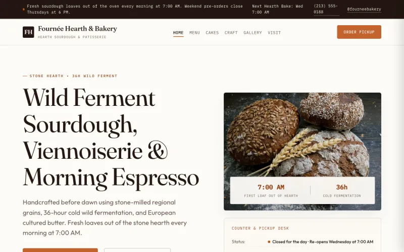 Artisan Bakery & Café in the Hearth & Sourdough style