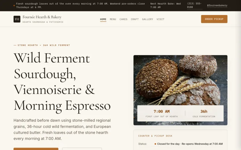 Artisan Bakery & Café in the Honey & Sweet Vanilla style
