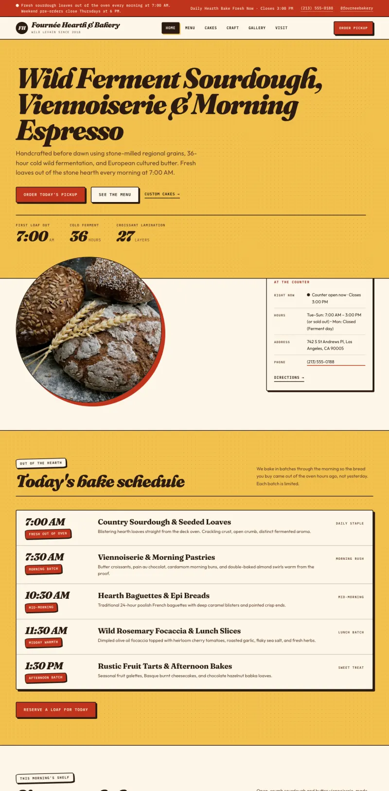 Sitio starter de Panadería artesanal y café, página de inicio