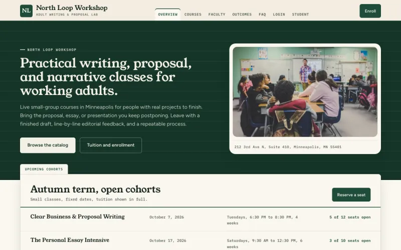 Cursos y tutorías en el estilo Chalkboard Pine