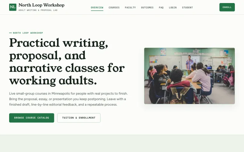 Courses & Tutoring in the Chalkboard Pine style