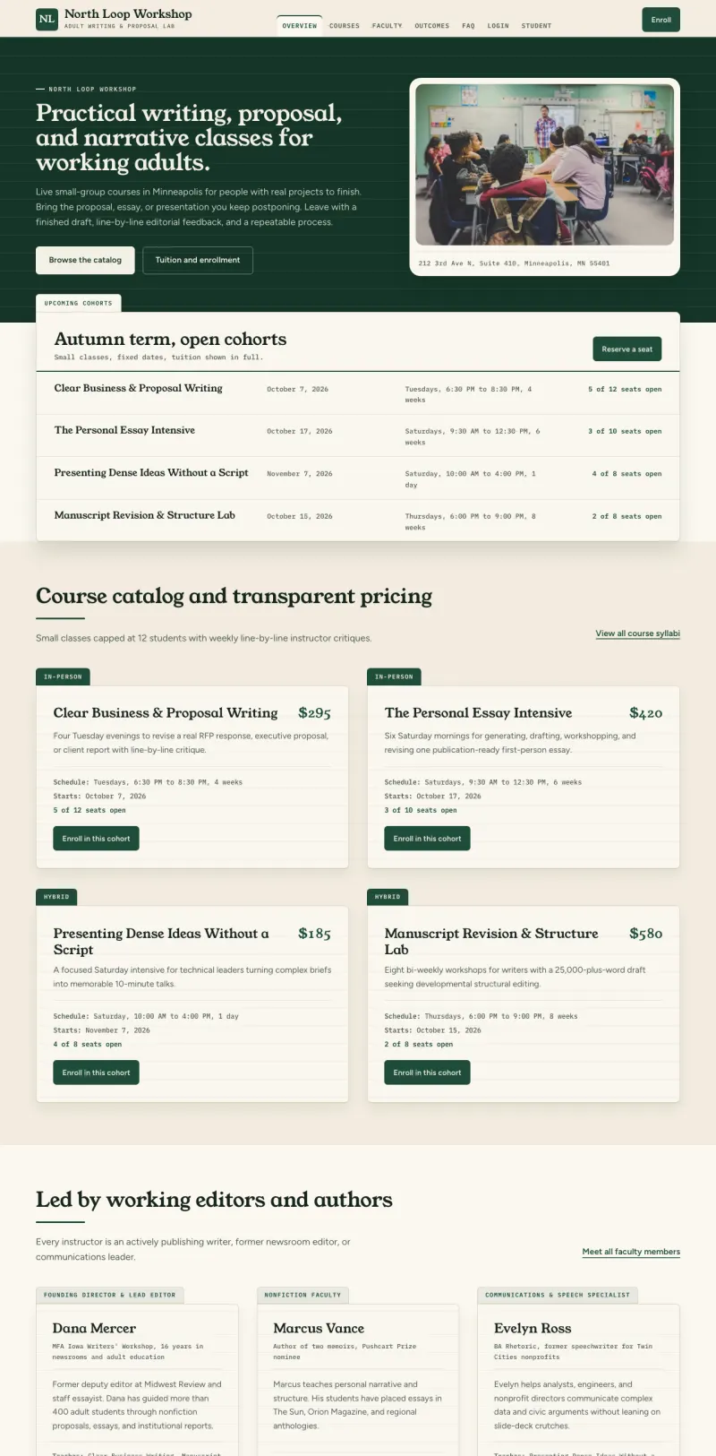 Sitio starter de Cursos y tutorías, página de inicio