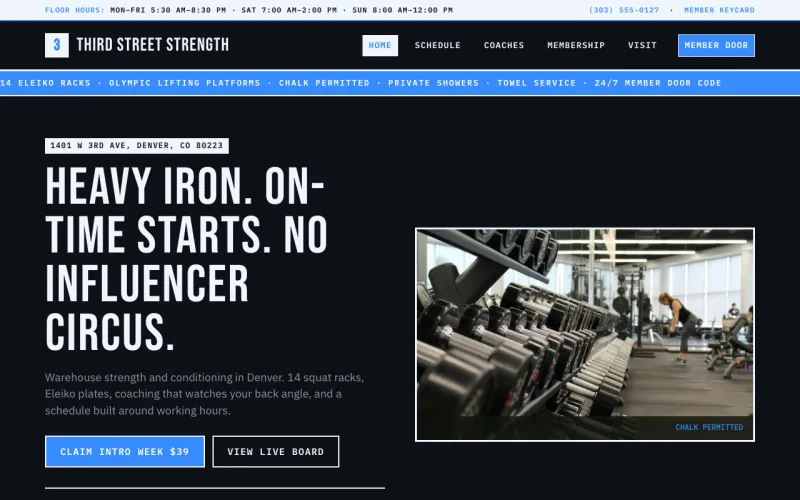Gym & Trainer in the Cobalt Iron style