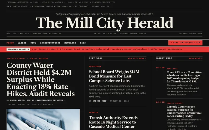 News & Press in the Night Edition style