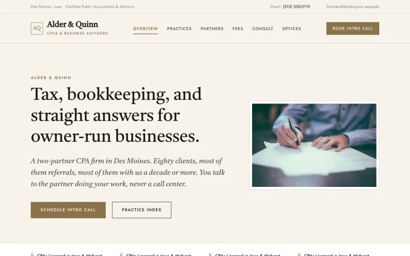 Professional Services in the Brass & Warm Parchment style