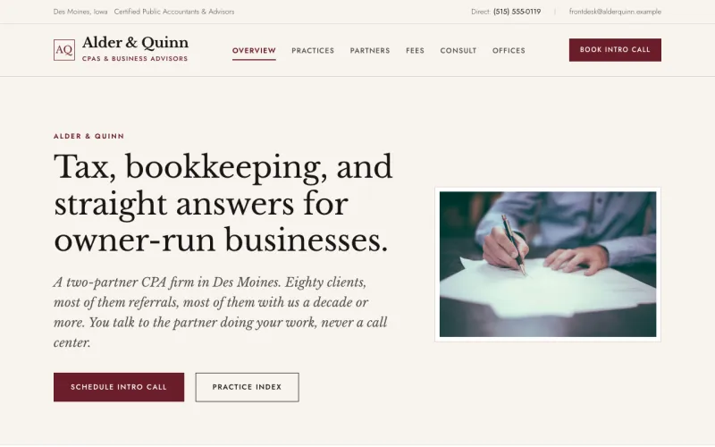 Professional Services in the Ivory & Oxblood style