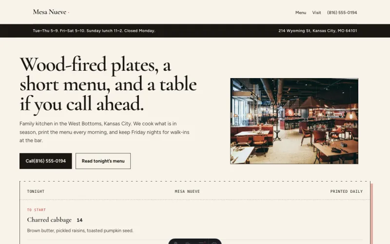 Restaurant starter homepage