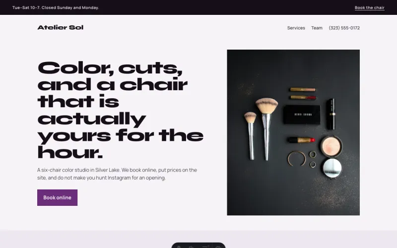 Salon & spa starter homepage