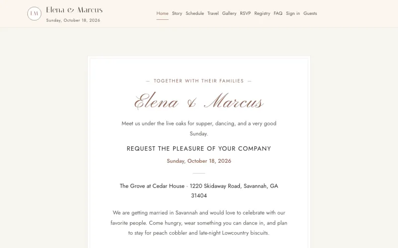 Wedding & Events in the Warm Linen & Chestnut style