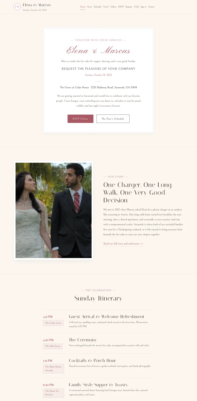 Sitio starter de Bodas y eventos, página de inicio