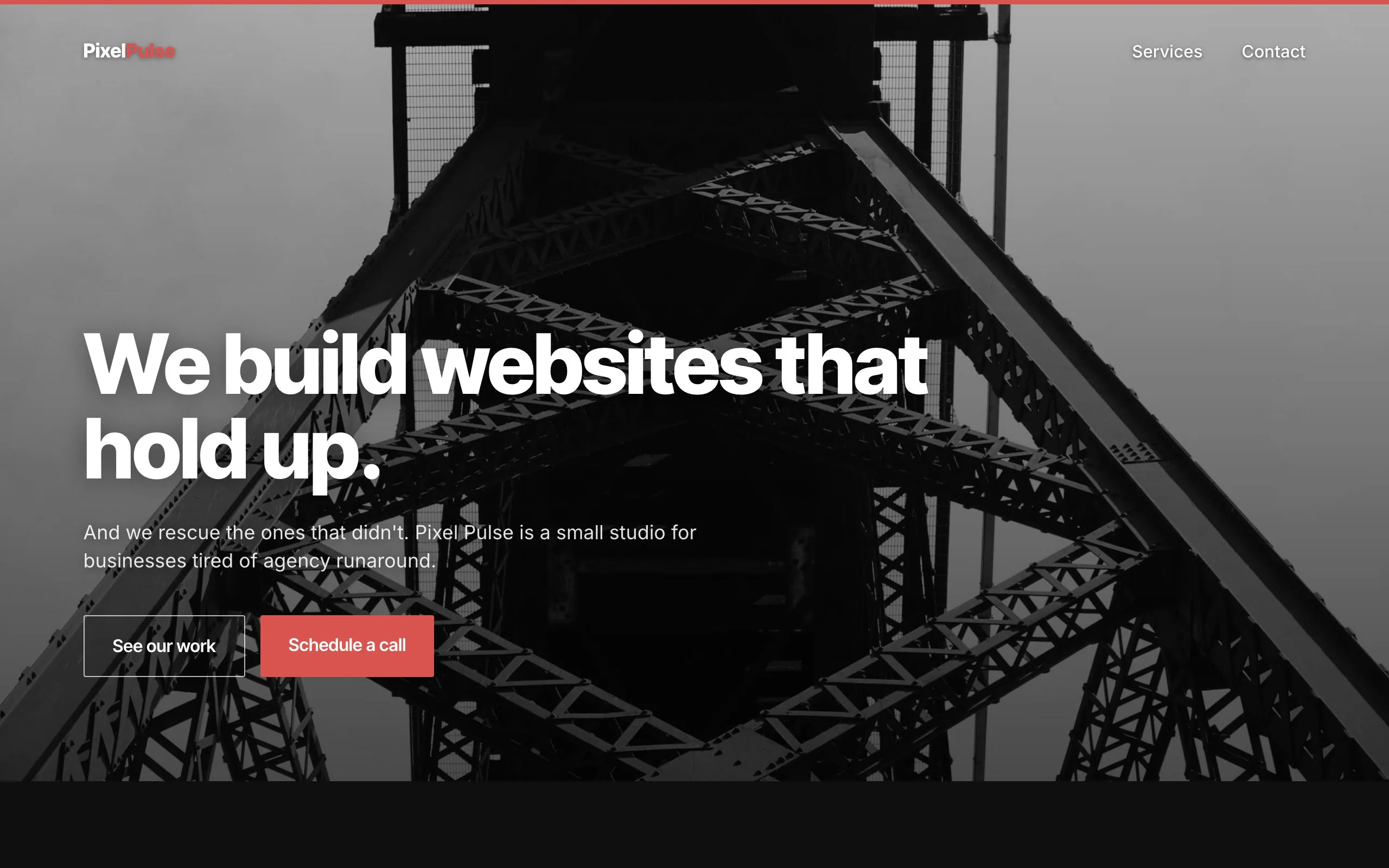Cinematic Photo-Led template homepage