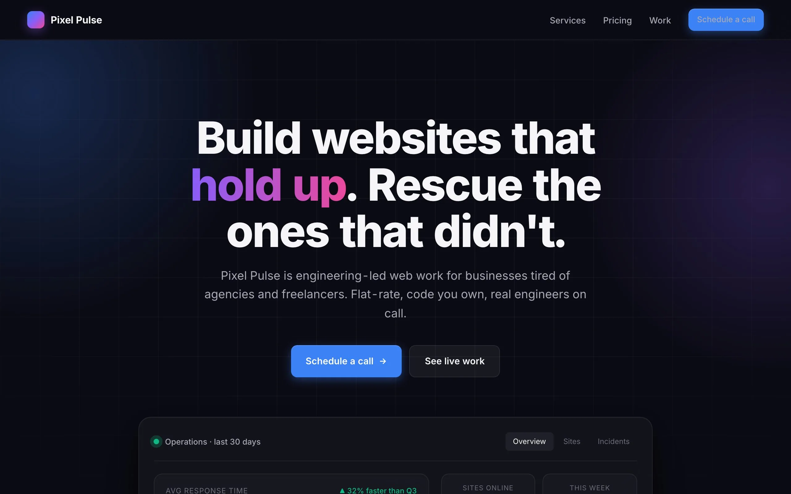 Data-Rich Dashboard template homepage
