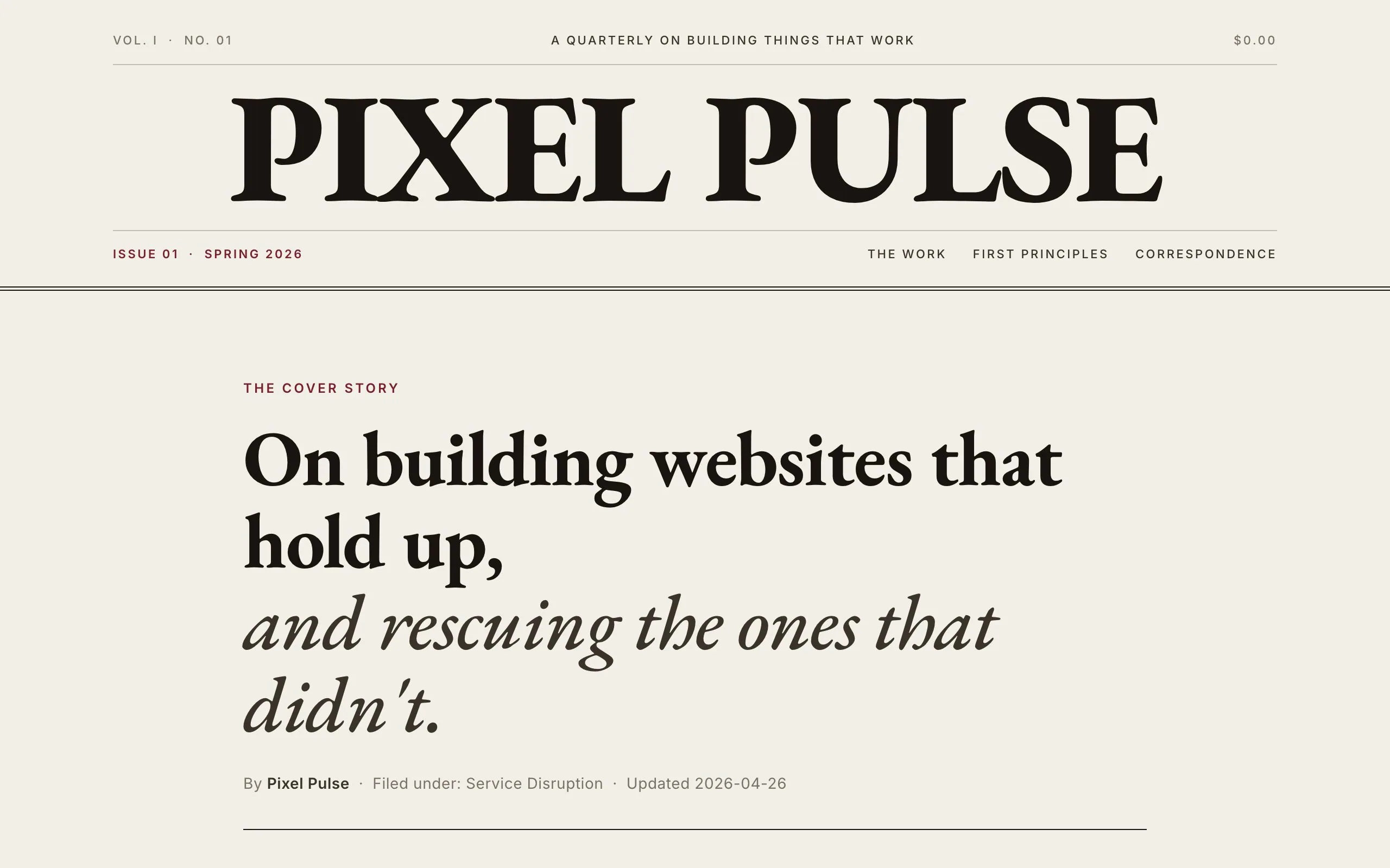 Editorial Magazine template homepage